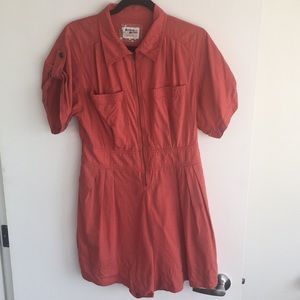 Zip-Up Terracotta Orange Anthropologie Romper